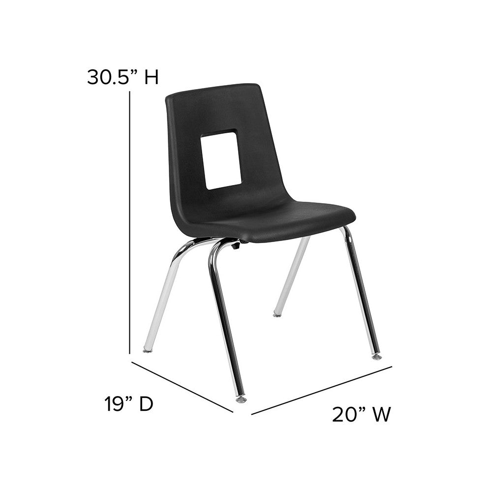 60" Circle Wave Collaborative Laminate Activity Table Set with 18" Student Stack Chairs, Gray/Black