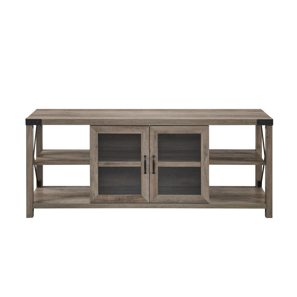 60" Farmhouse Metal X TV Stand - Gray Wash