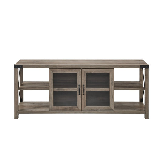 60" Farmhouse Metal X TV Stand - Gray Wash