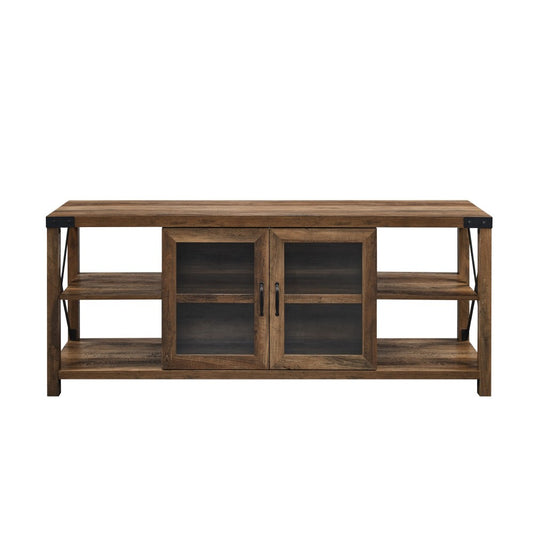 60" Farmhouse Metal X TV Stand - Rustic Oak