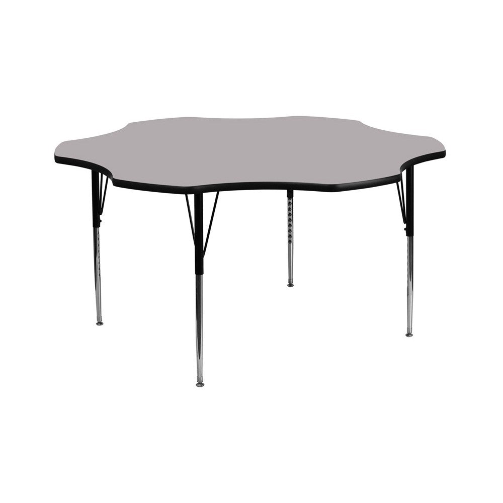 60'' Flower Gray Thermal Laminate Activity Table - Standard Height Adjustable Legs