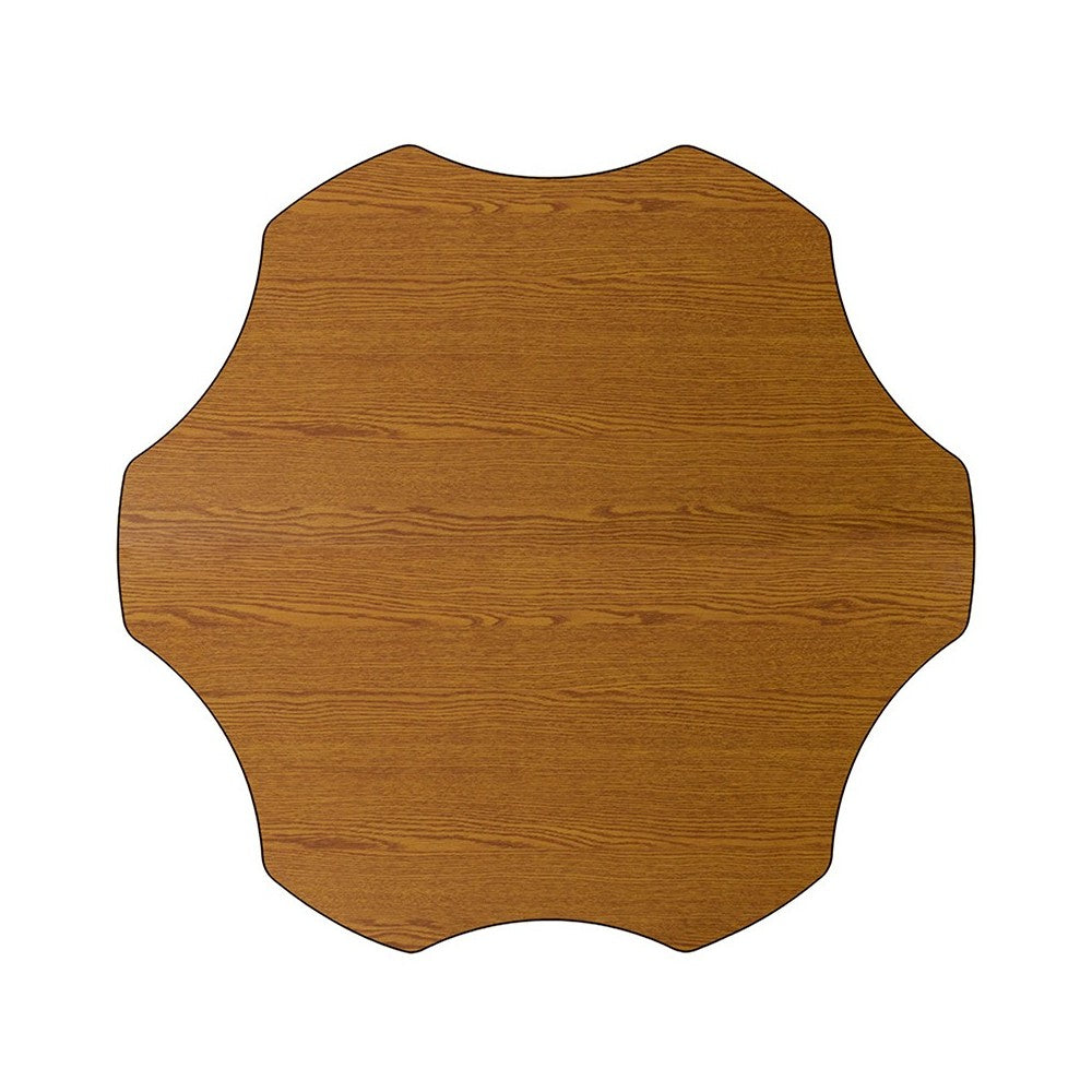 60'' Flower Oak Thermal Laminate Activity Table - Height Adjustable Short Legs