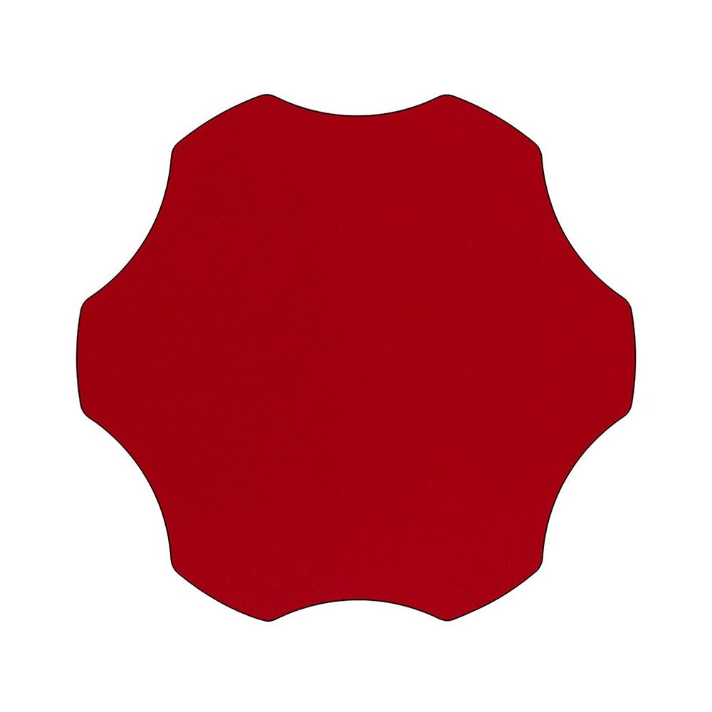 60'' Flower Red Thermal Laminate Activity Table - Height Adjustable Short Legs