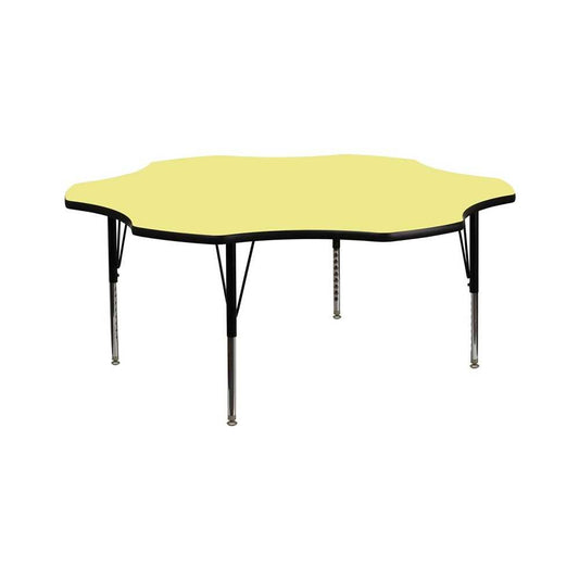 60'' Flower Yellow Thermal Laminate Activity Table - Height Adjustable Short Legs