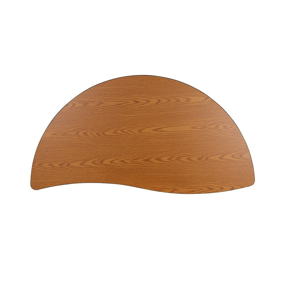 60" Half Circle Wave Collaborative Oak Thermal Laminate Activity Table - Height Adjustable Short Legs