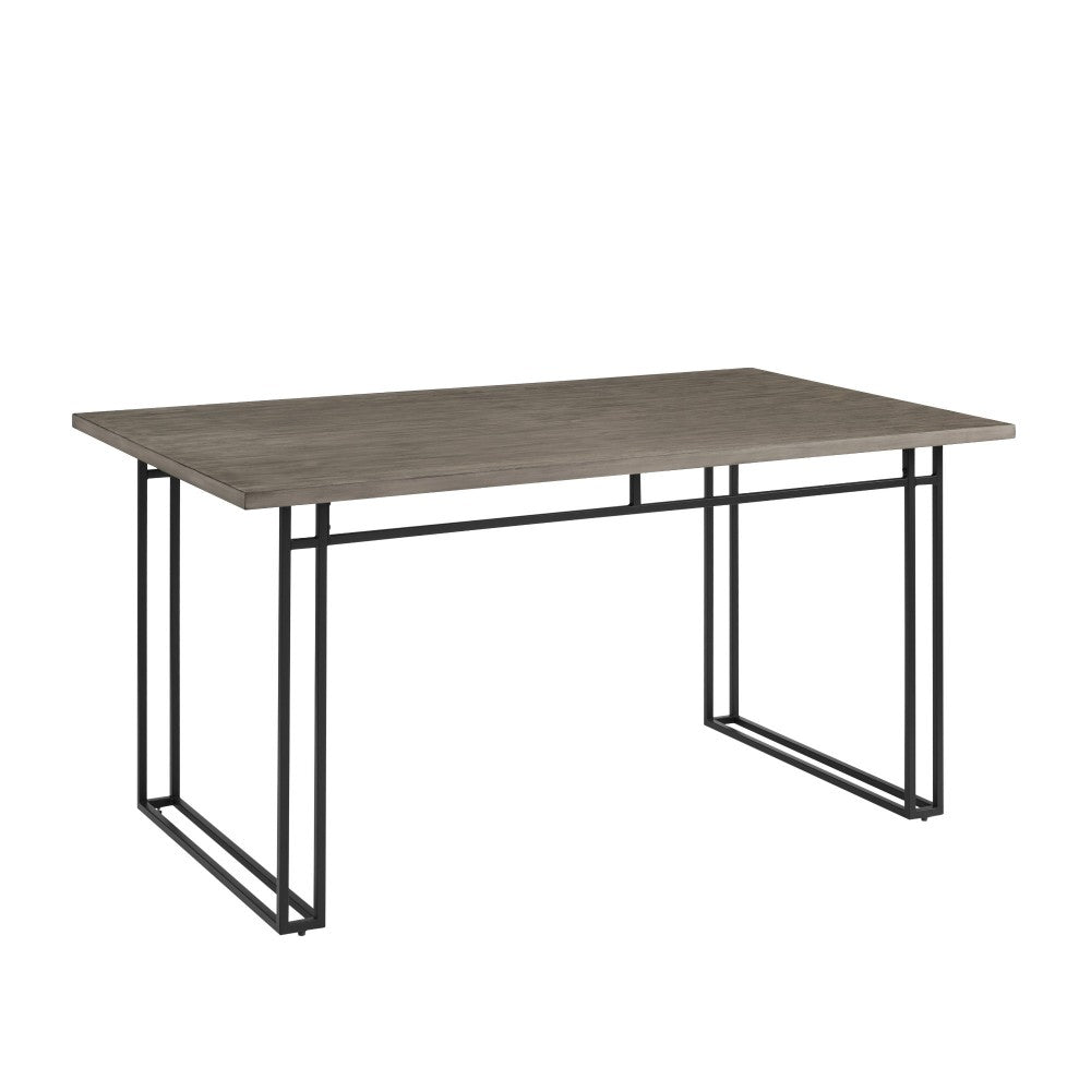 60" Modern Veneer Table with Metal Legs - Gray Hickory