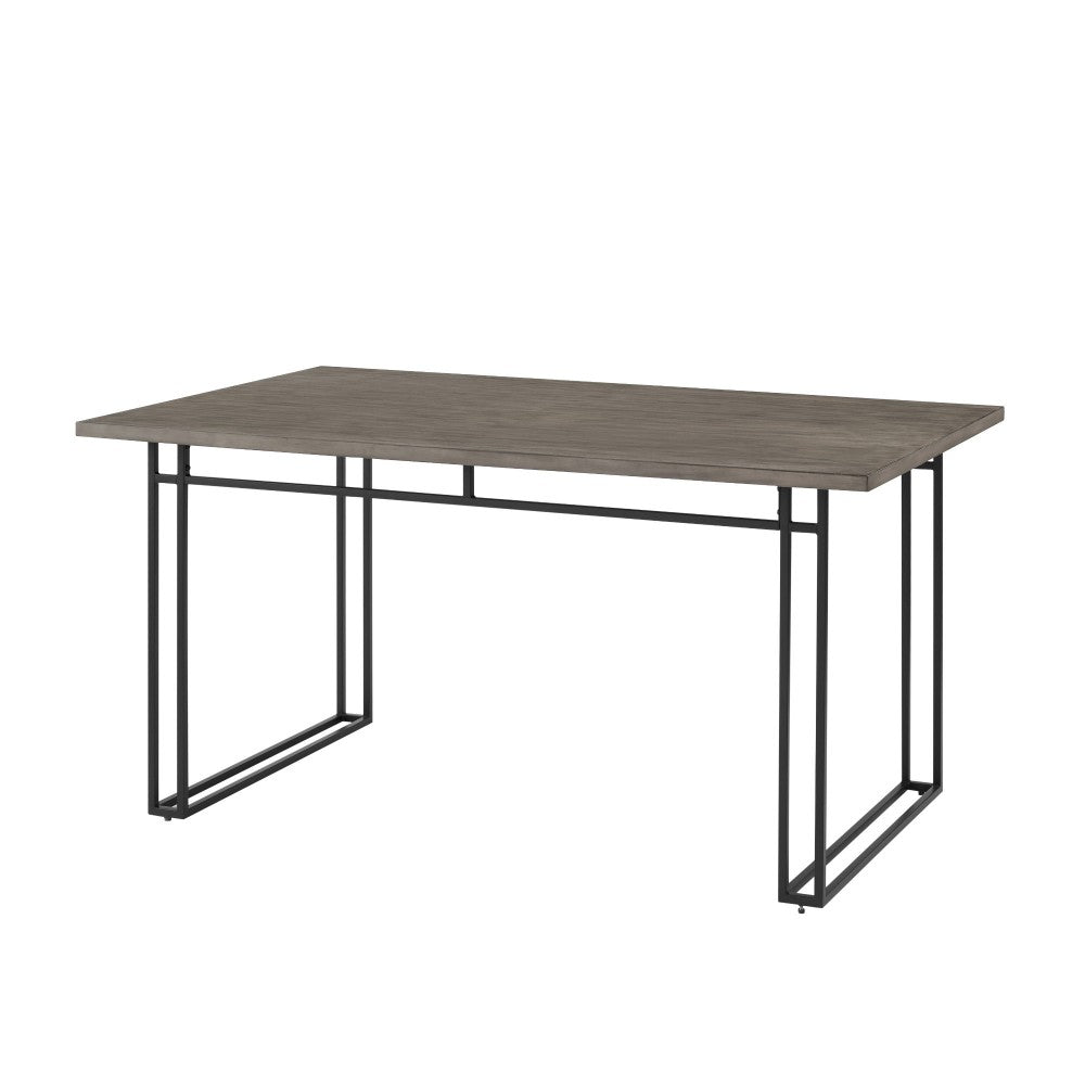 60" Modern Veneer Table with Metal Legs - Gray Hickory