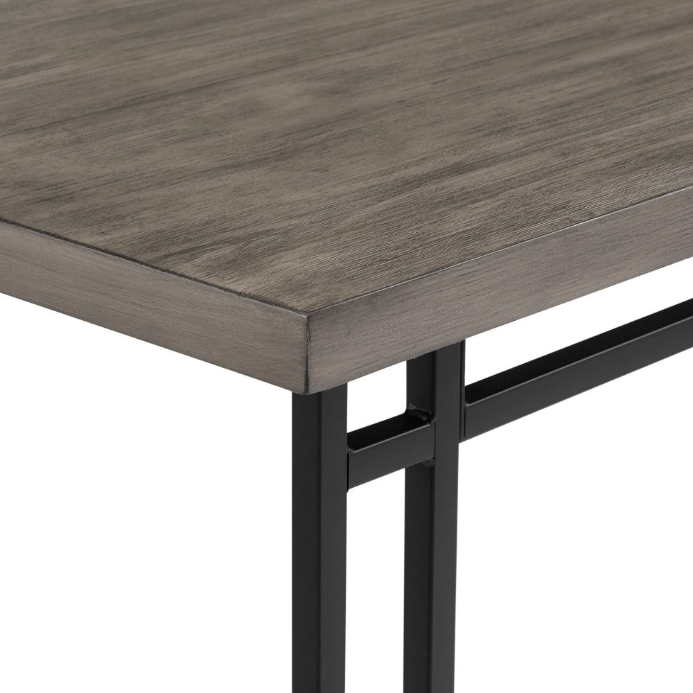 60" Modern Veneer Table with Metal Legs - Gray Hickory