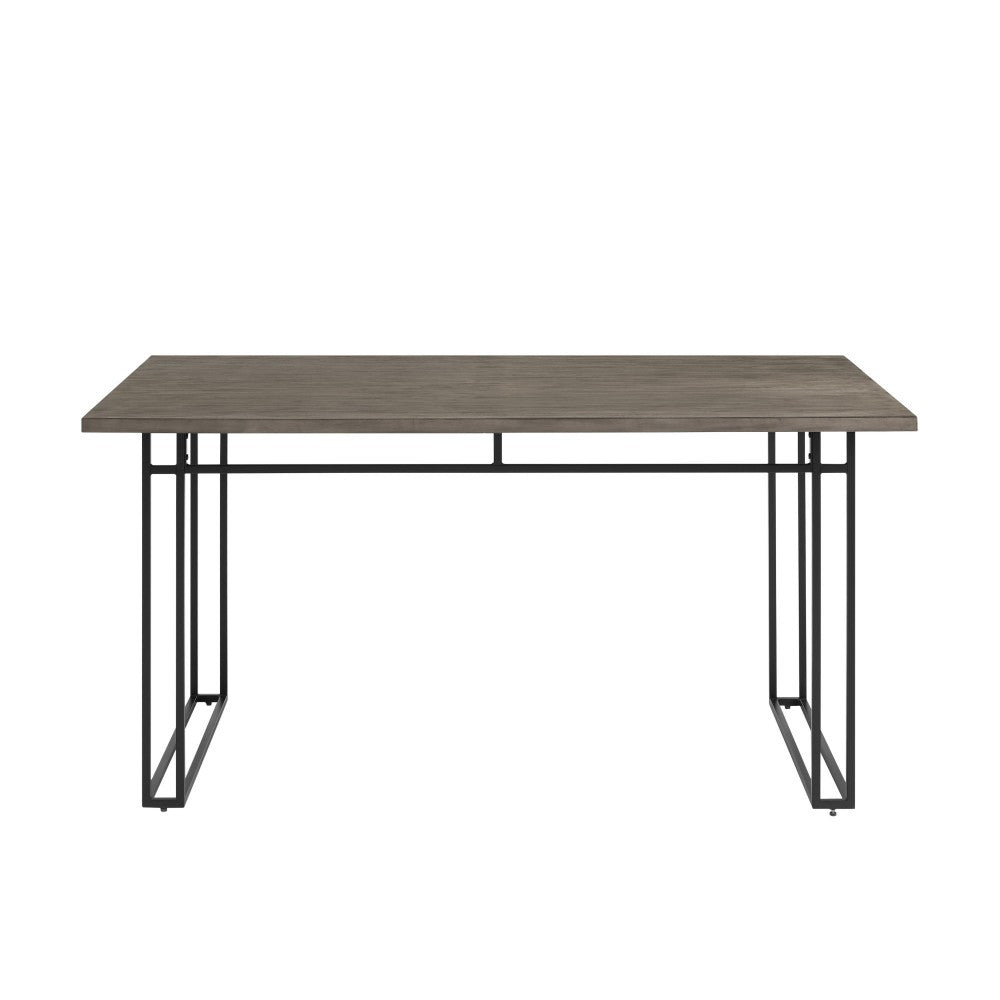 60" Modern Veneer Table with Metal Legs - Gray Hickory