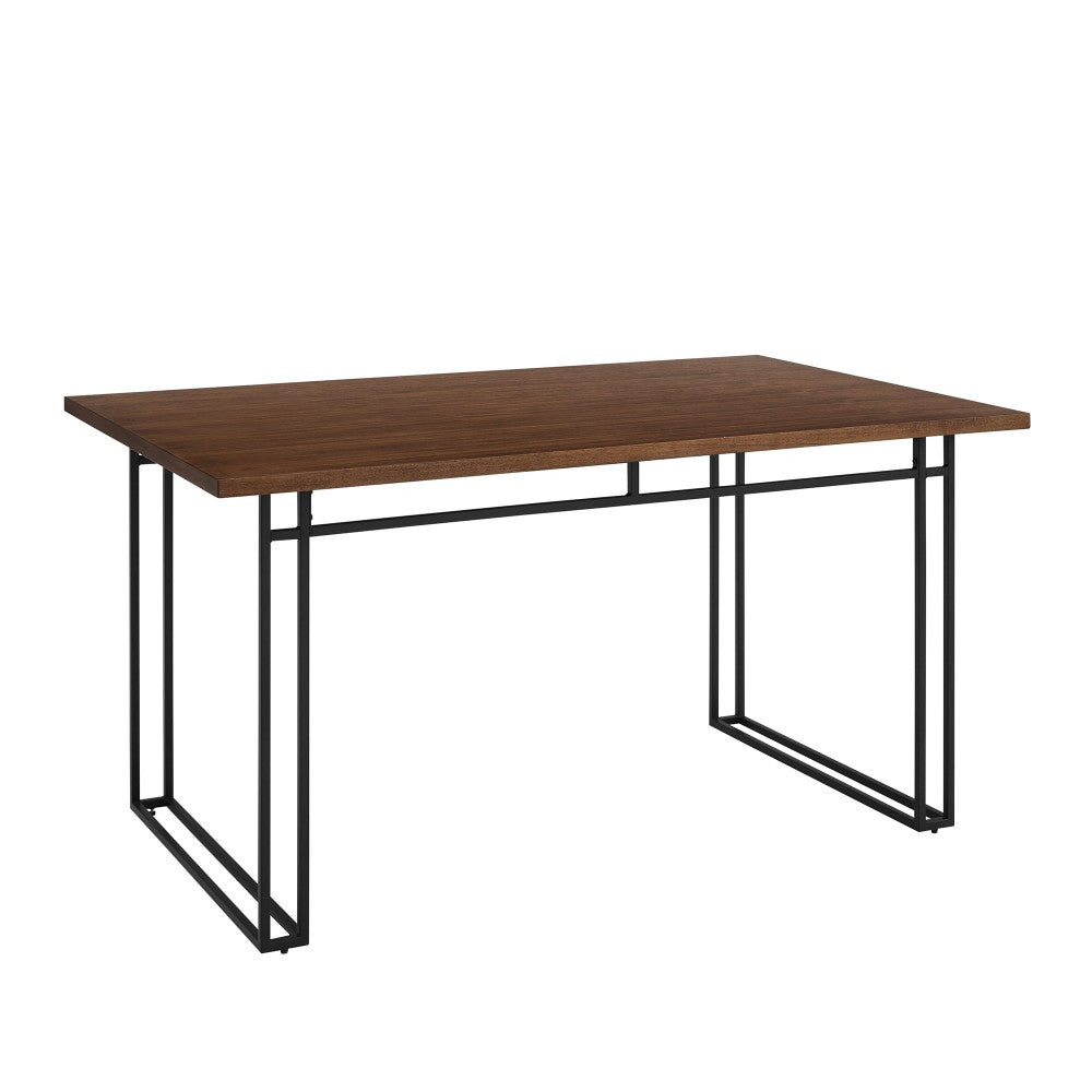 60" Modern Veneer Table with Metal Legs - Walnut