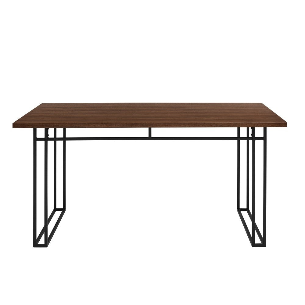 60" Modern Veneer Table with Metal Legs - Walnut