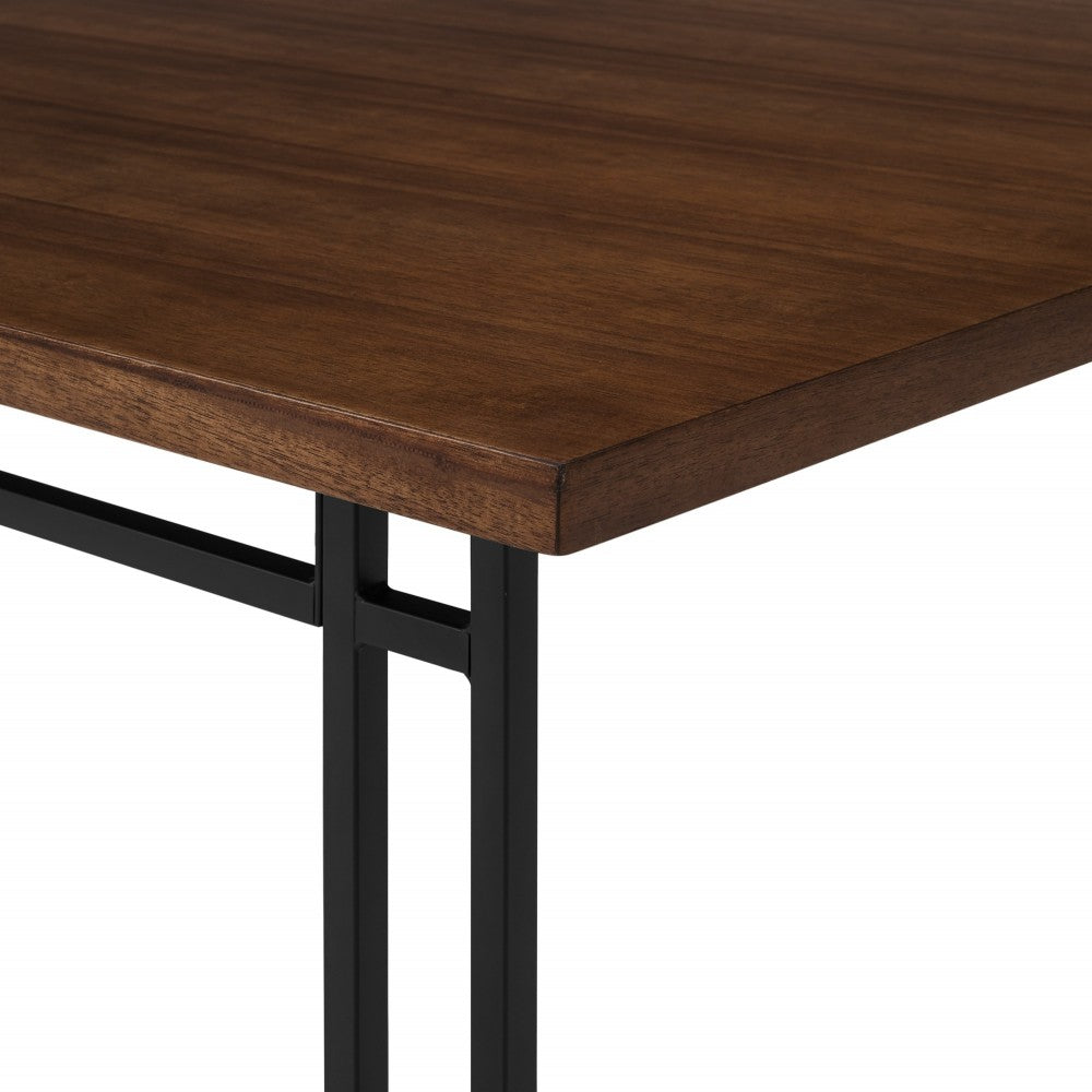 60" Modern Veneer Table with Metal Legs - Walnut