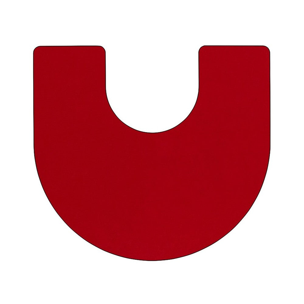 60''W x 66''L Horseshoe Red Thermal Laminate Activity Table - Height Adjustable Short Legs