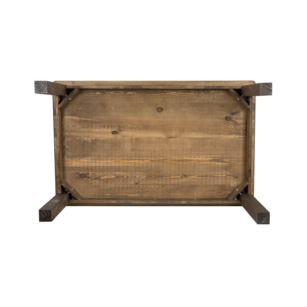 60" x 38" Rectangular Antique Rustic Solid Pine Farm Dining Table