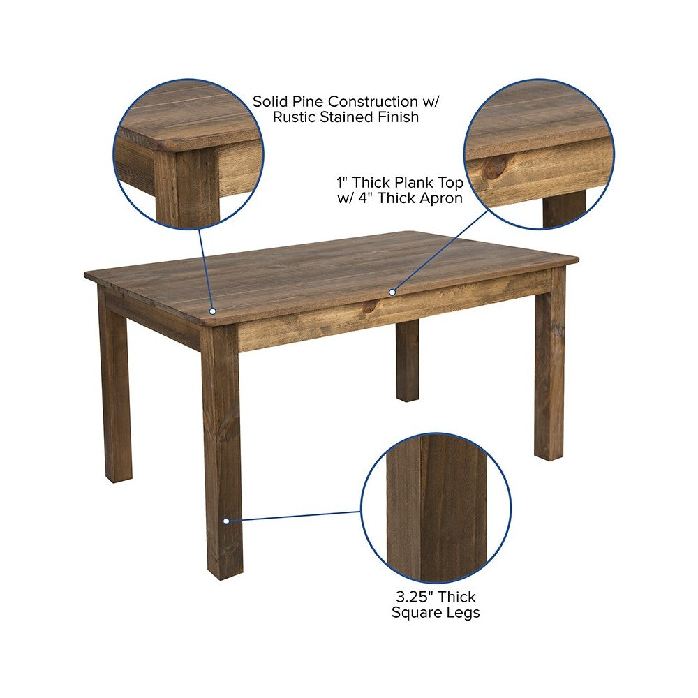 60" x 38" Rectangular Antique Rustic Solid Pine Farm Dining Table