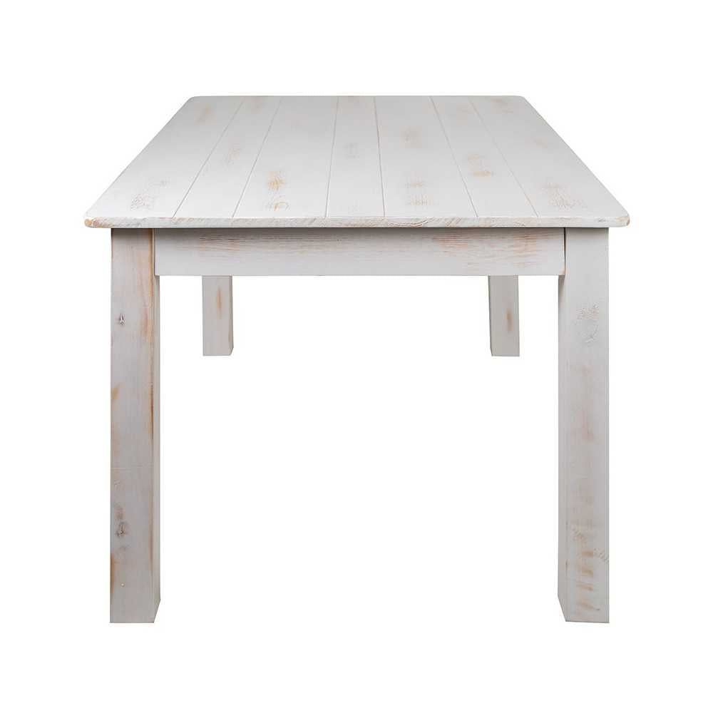 60" x 38" Rectangular Antique Rustic White Solid Pine Farm Dining Table