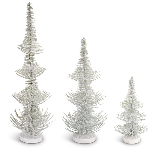 Frosted Pine Trees (Set Of 3) 12"-24.5"H Plastic