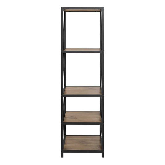 61" Metal X Wood Bookshelf - Barnwood
