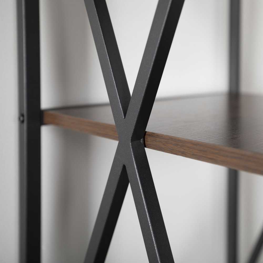 61" Metal X Wood Bookshelf - Dark Walnut