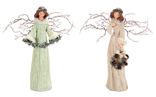 Branch Angels (Set Of 2) 15"H Paper Pulp