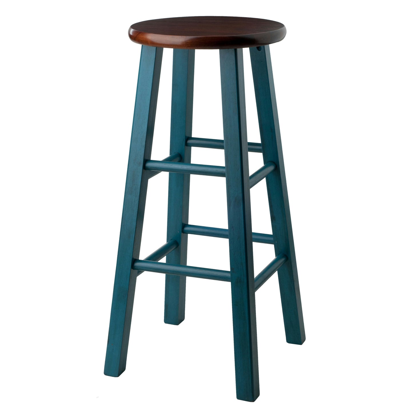 Ivy Bar Stool, Rustic Teal and Walnut