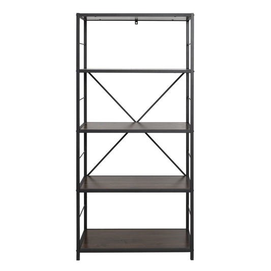 63" Rustic Industrial Bookcase - Dark Walnut
