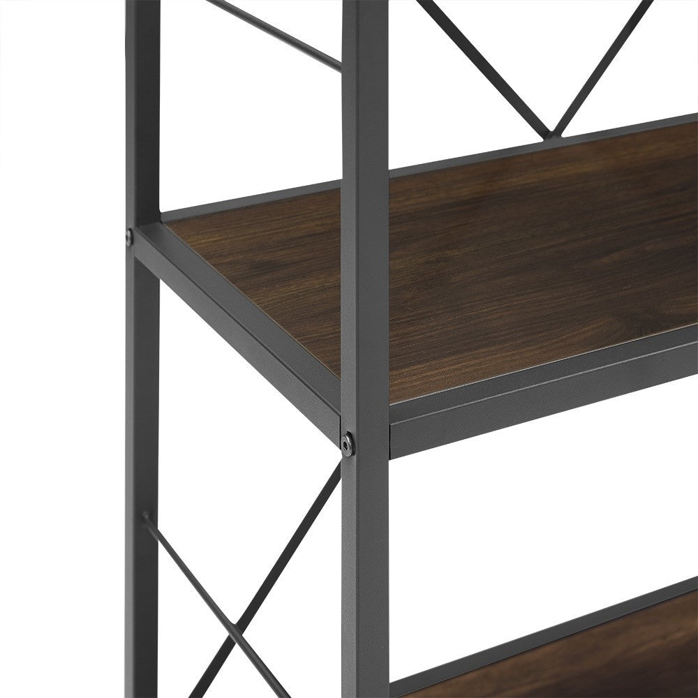 63" Rustic Industrial Bookcase - Dark Walnut
