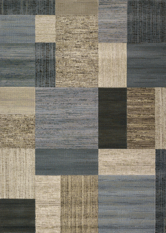 Couristan Everest Geometrics Tan-Teal Rug 5'3" x 7'6"