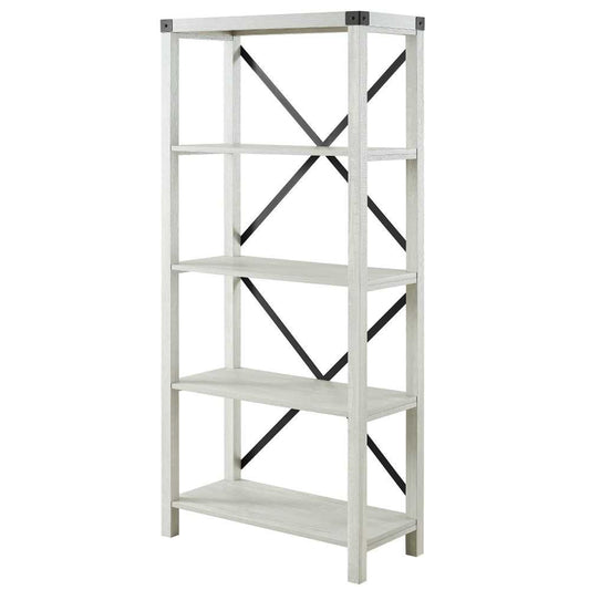 64" Farmhouse Metal X Bookshelf - Stone Gray