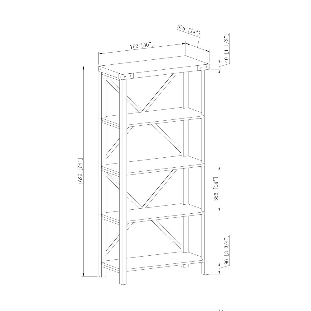 64" Farmhouse Metal X Bookshelf - Stone Gray