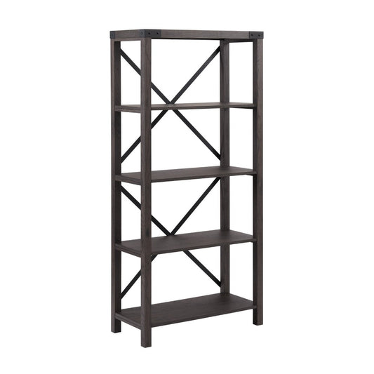 64" Metal X Bookcase - Sable