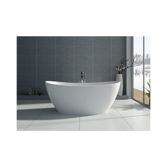 64.2" White Matt Solid Surface Tub - No Faucet