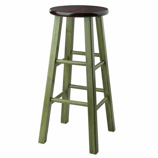 Ivy Bar Stool, Rustic Green and Walnut