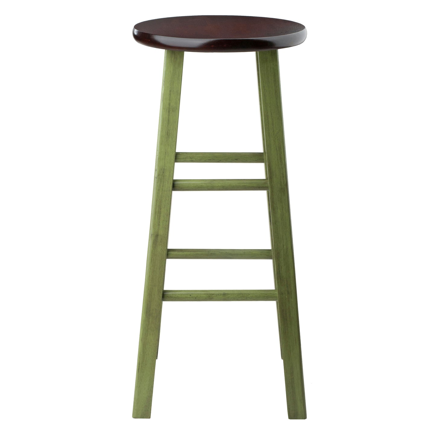 Ivy Bar Stool, Rustic Green and Walnut