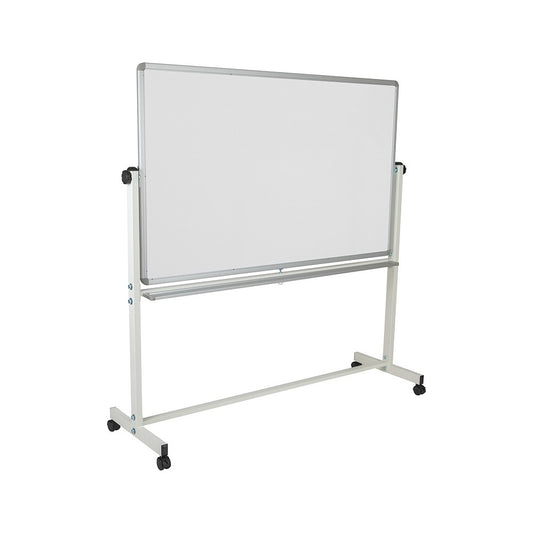 64.25"W x 64.75"H Double-Sided Mobile White Board with Pen Tray