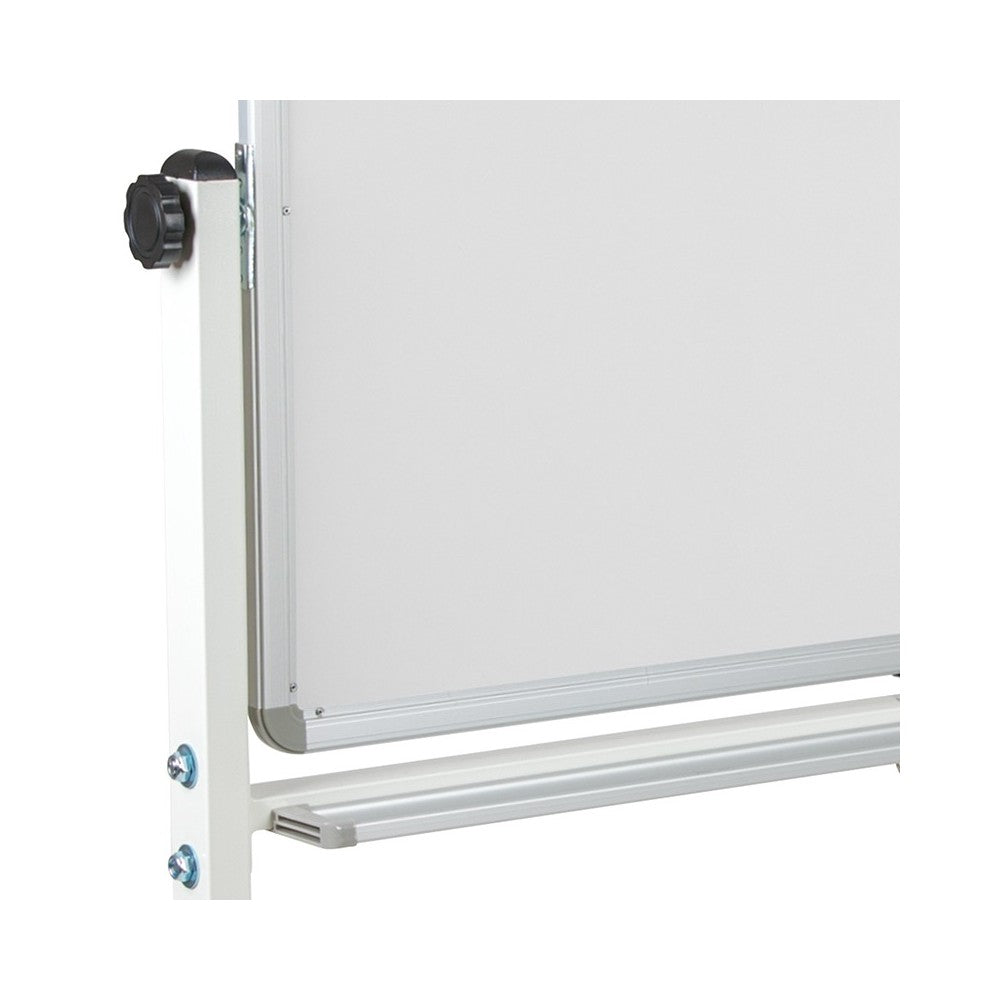64.25"W x 64.75"H Double-Sided Mobile White Board with Pen Tray
