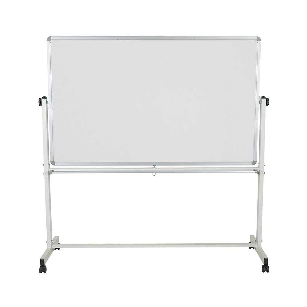 64.25"W x 64.75"H Double-Sided Mobile White Board with Pen Tray