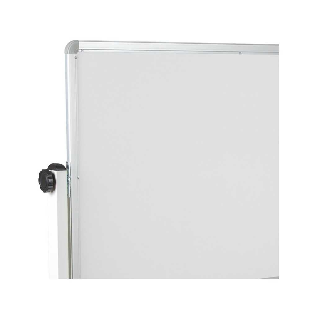64.25"W x 64.75"H Reversible Mobile Cork Bulletin Board and White Board with Pen Tray