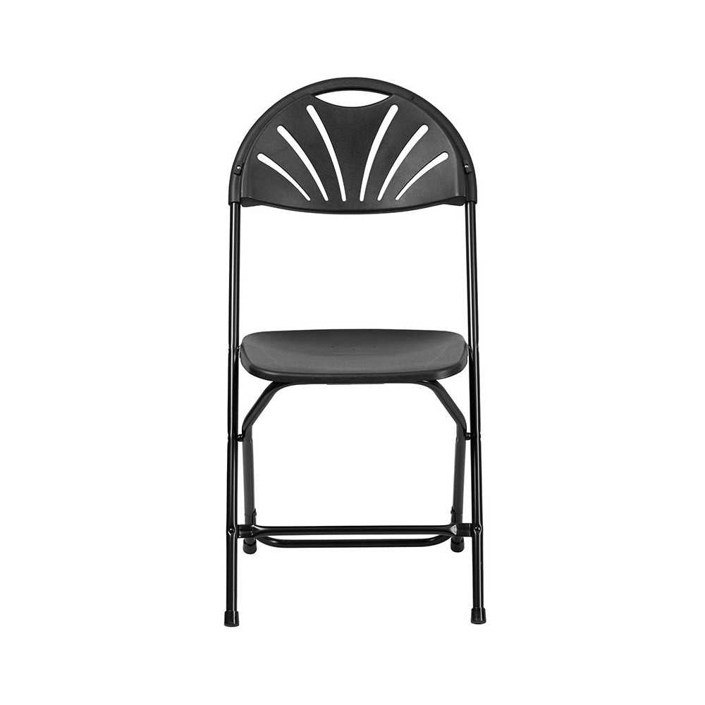 650 lb. Capacity Black Plastic Fan Back Folding Chair