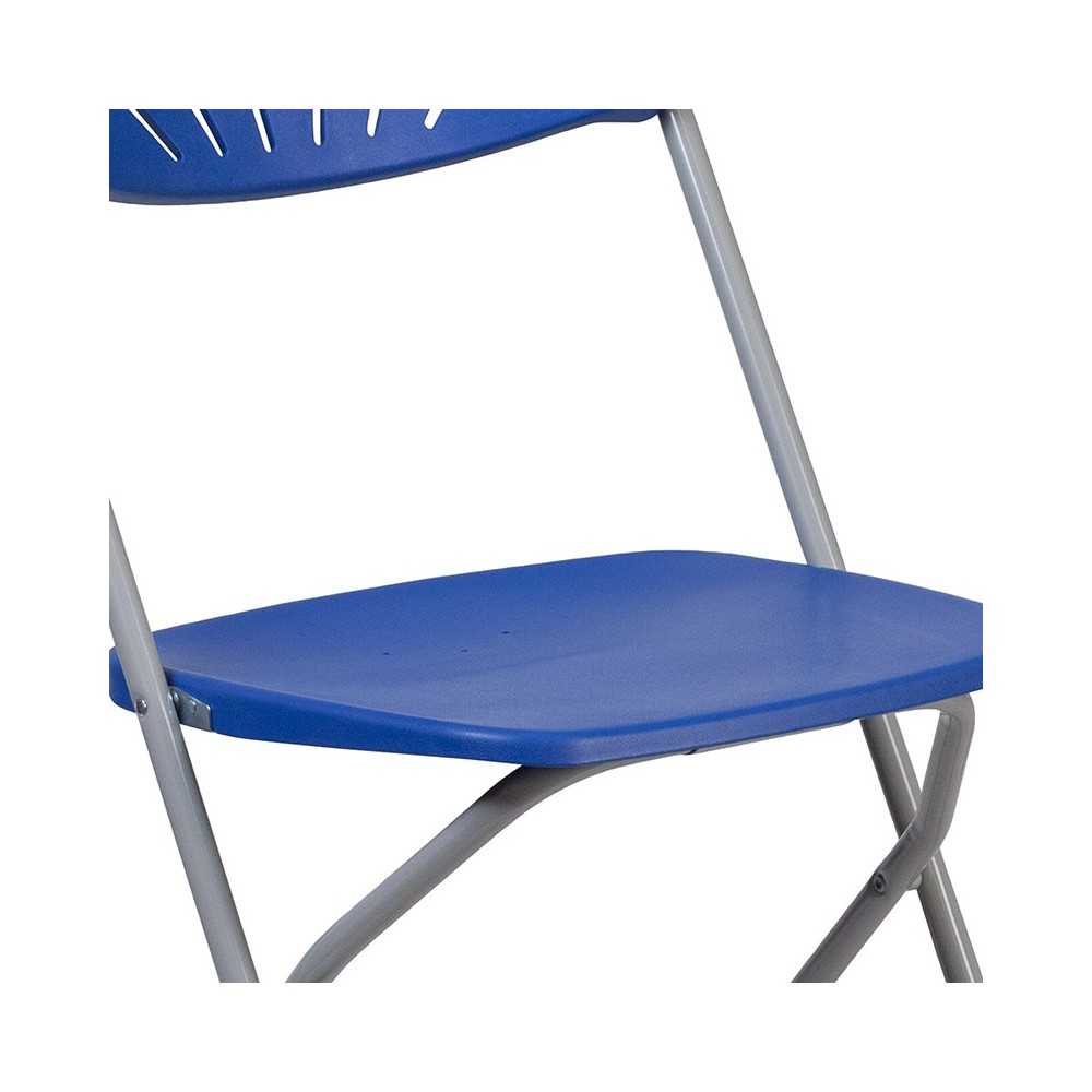 650 lb. Capacity Blue Plastic Fan Back Folding Chair