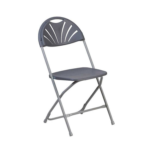 650 lb. Capacity Charcoal Plastic Fan Back Folding Chair