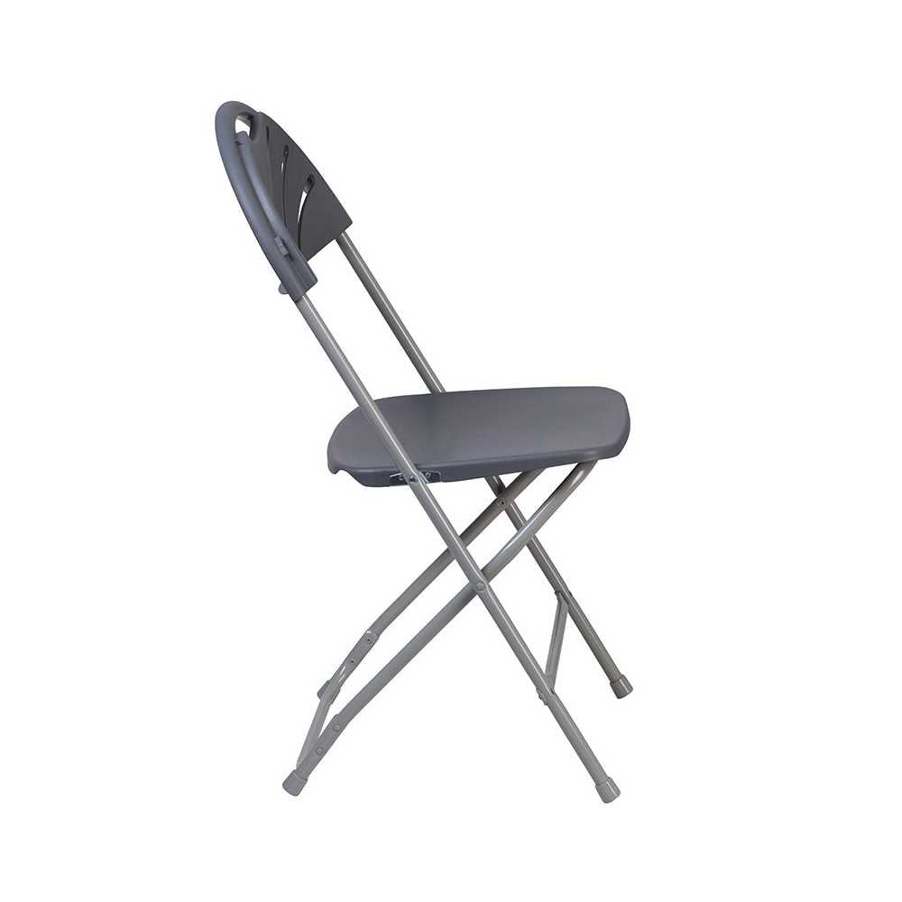 650 lb. Capacity Charcoal Plastic Fan Back Folding Chair
