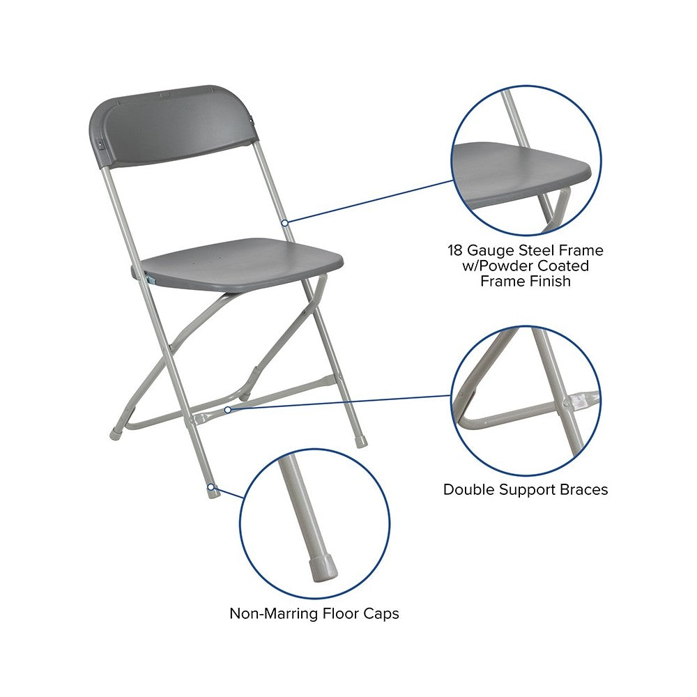 650 lb. Capacity Premium Gray Plastic Folding Chair