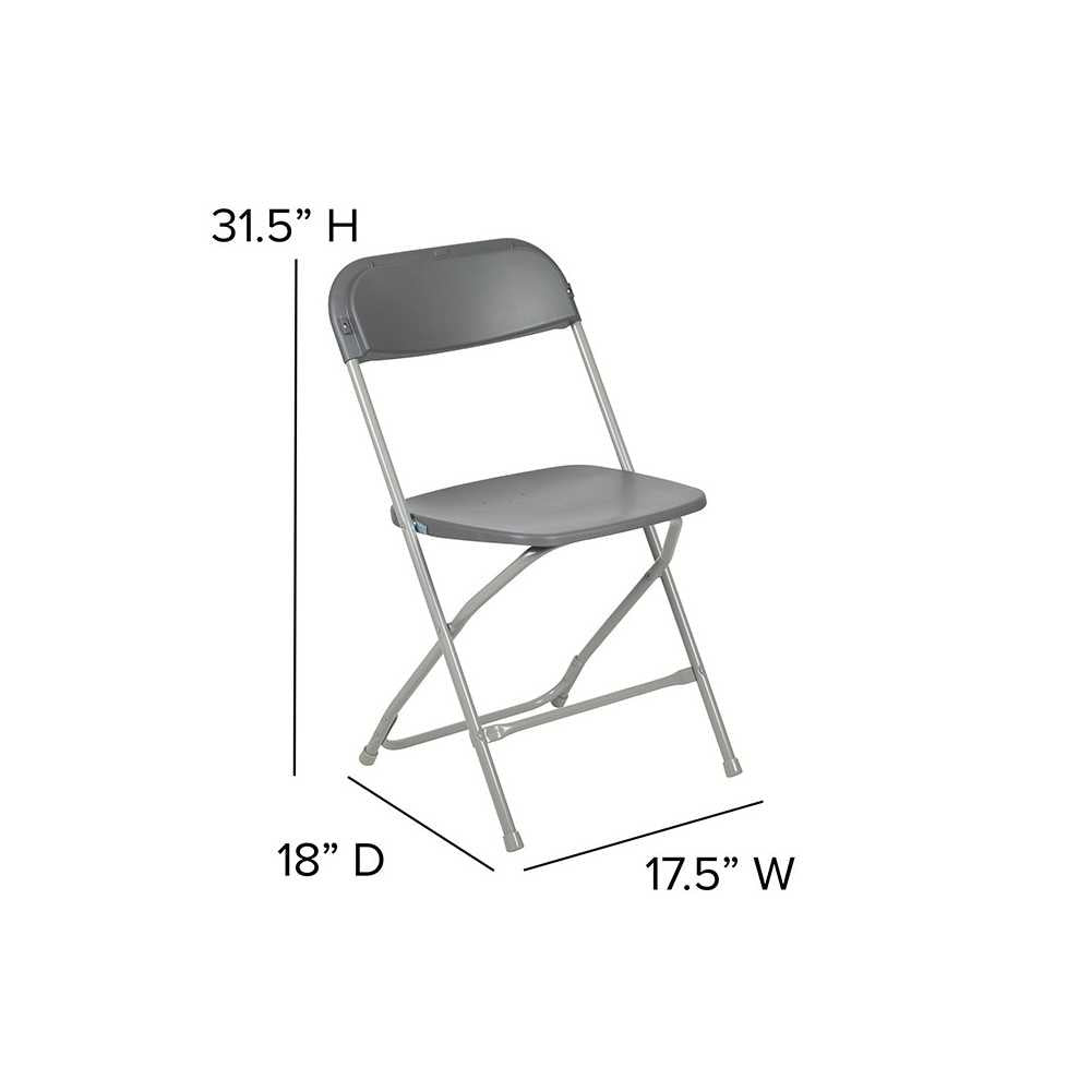 650 lb. Capacity Premium Gray Plastic Folding Chair