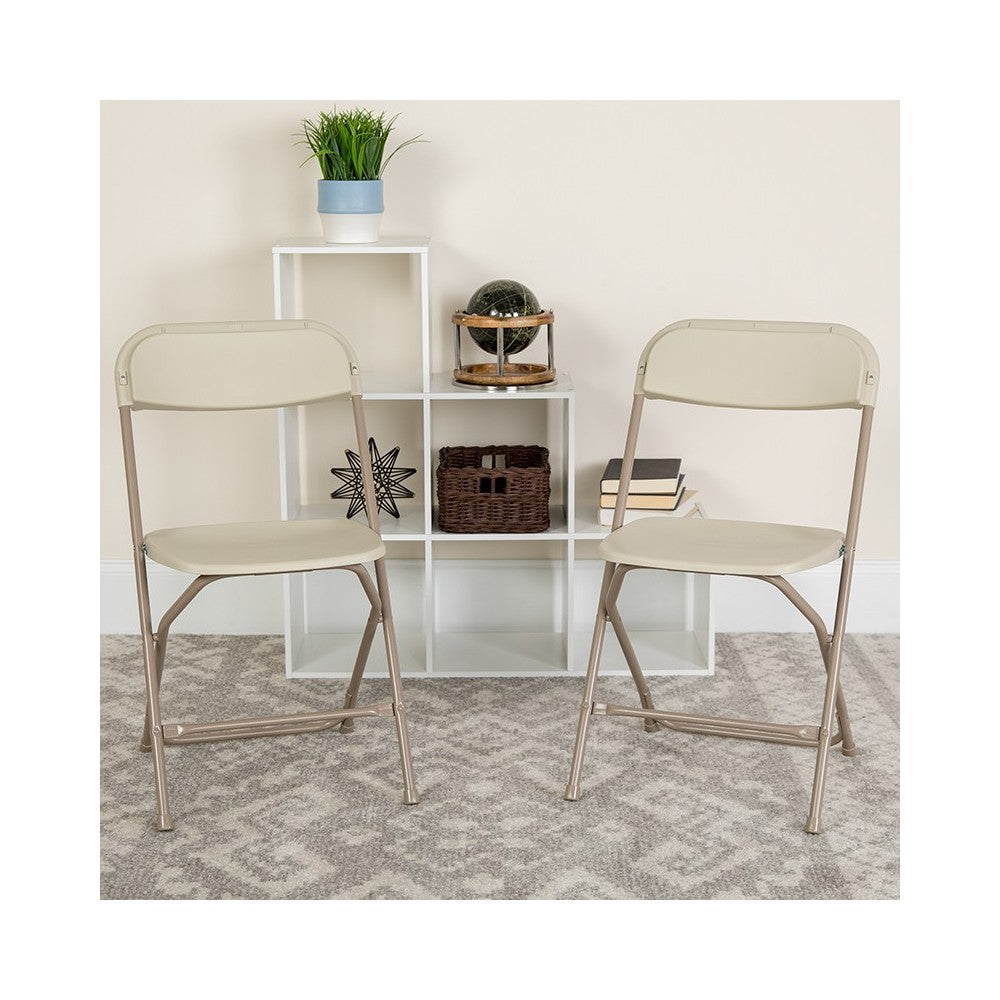 650 lb. Capacity Premium Beige Plastic Folding Chair