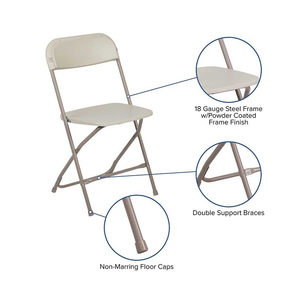 650 lb. Capacity Premium Beige Plastic Folding Chair