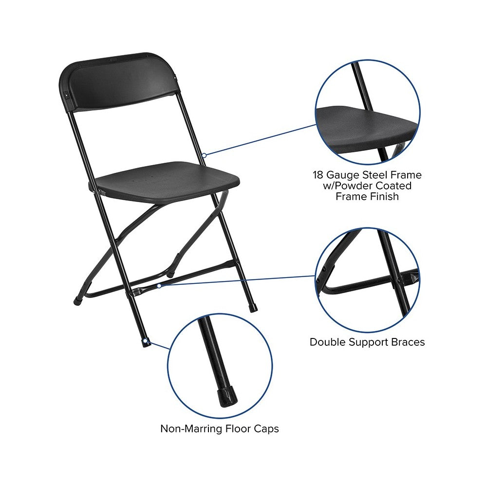650 lb. Capacity Premium Black Plastic Folding Chair