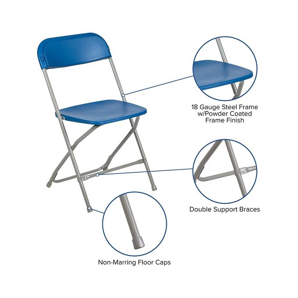 650 lb. Capacity Premium Blue Plastic Folding Chair