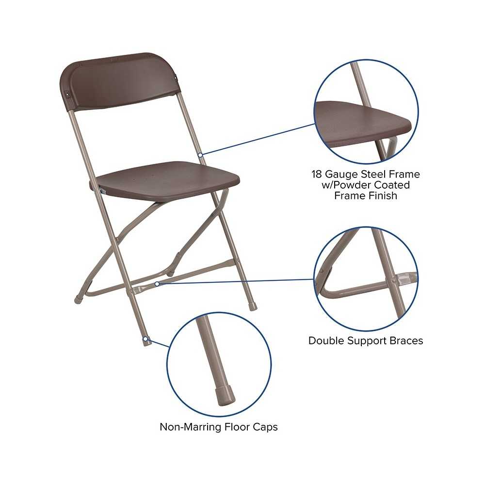 650 lb. Capacity Premium Brown Plastic Folding Chair