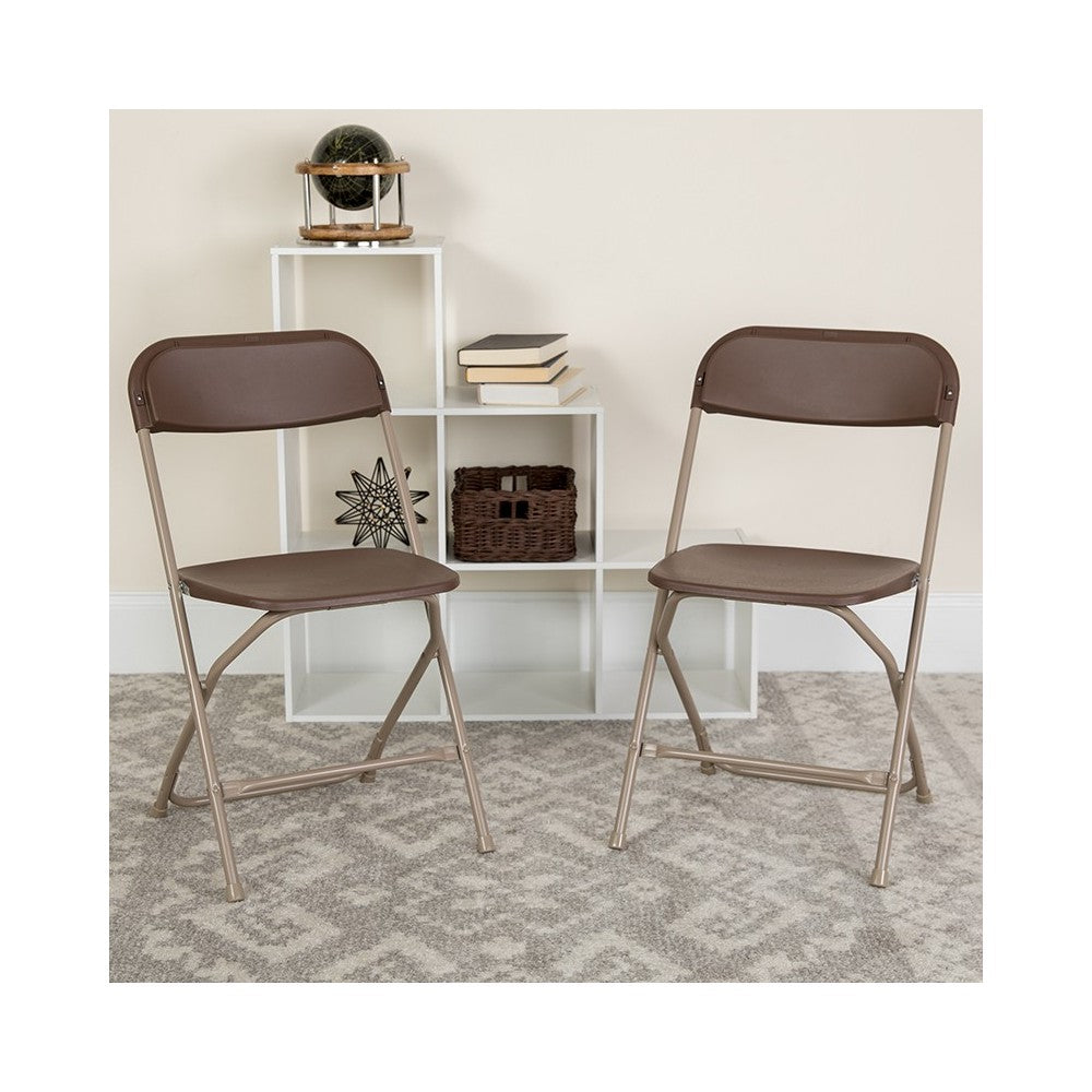 650 lb. Capacity Premium Brown Plastic Folding Chair